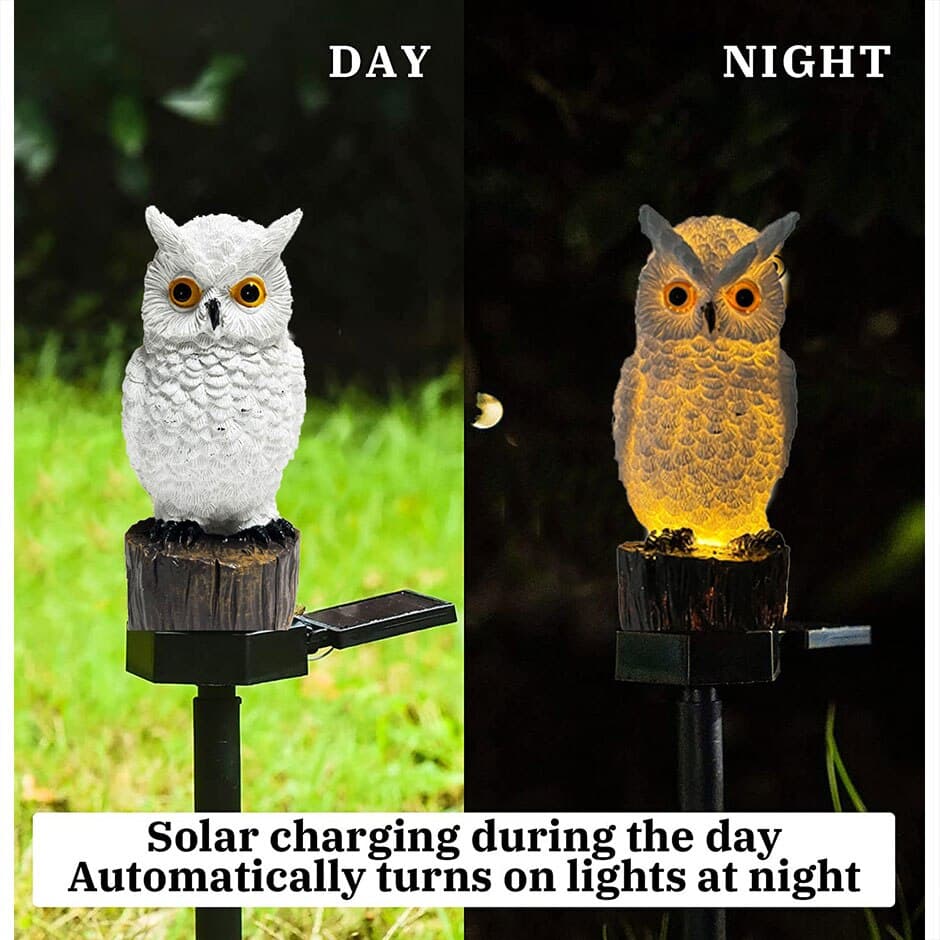 Solar Light Outdoor Decoracao  Resina Coruja Solar LED Light com Estaca Animal Luz Impermeável