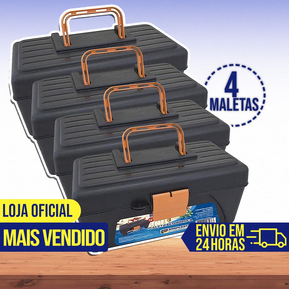Kit 4 Maleta Caixa de Ferramentas Econômica Plástica Grande Completa Organizadora Resistente