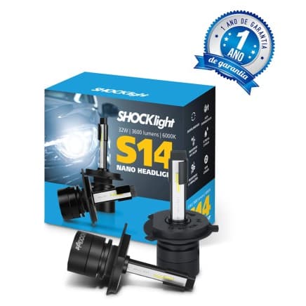 Par de Lâmpadas s14 Mini Shocklight 6000K 3.600 lumens h1 h3 h4 h7 h8 h9 h11 hb3 hb4 h27 h16
