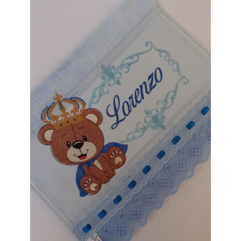 TOALHA LAVABO BORDADA URSO REI SENTADO