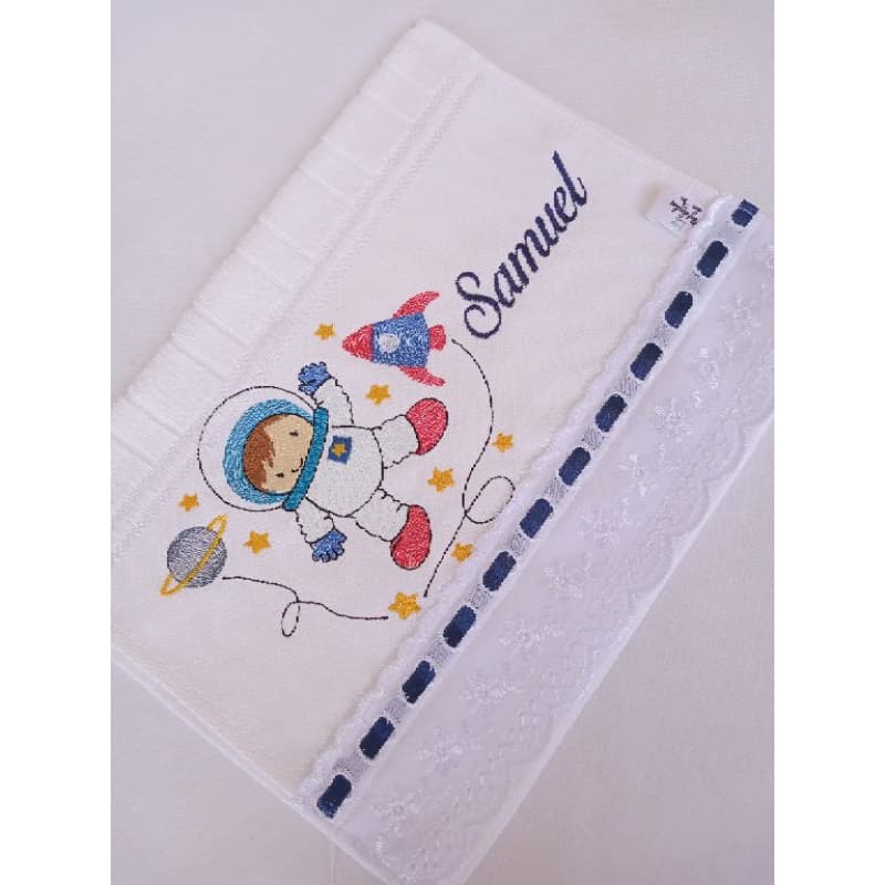 TOALHA LAVABO BORDADA ASTRONAUTA 🚀