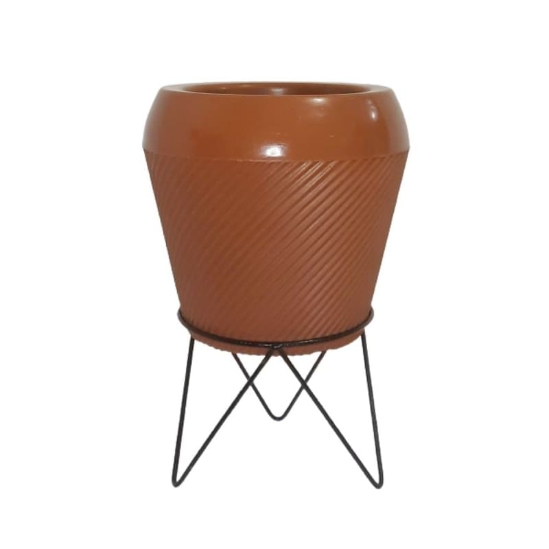 vaso para plantas bojo egípcio pp em polietileno 25x23cm com suporte tripé