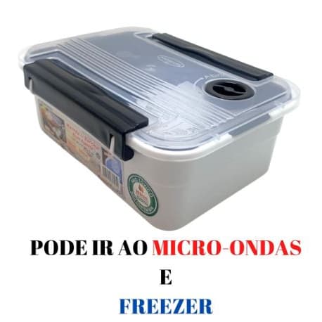 Marmita Com Divisórias 800ml Nitron Para Microondas Freezer Com Travas Seguras Trabalho e Academia