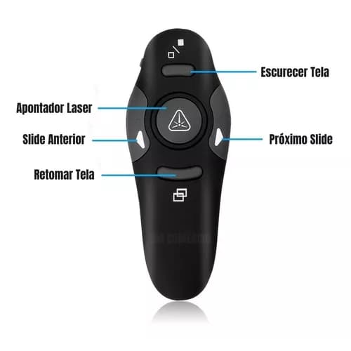 Apresentador s/ Fio Wireless c/ Apontador Laser - Passador de Slide