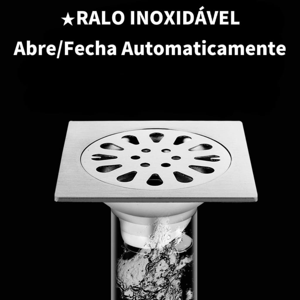 Ralo Grelha Inox 10x10CM Quadrada Fecha Automática Anti Inseto Veda Odor SUS201