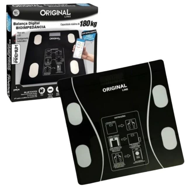 Balança Digital Bioimpedância Premium Bluetooth com App Saúde iOS Android para IMC Gordura Corporal Massa Muscular Top