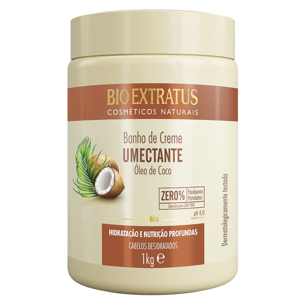 Banho de creme Umectante Óleo de Coco 1kg Bio Extratus/Hidratação e Nutrição/Cabelos Secos ou Ressecados