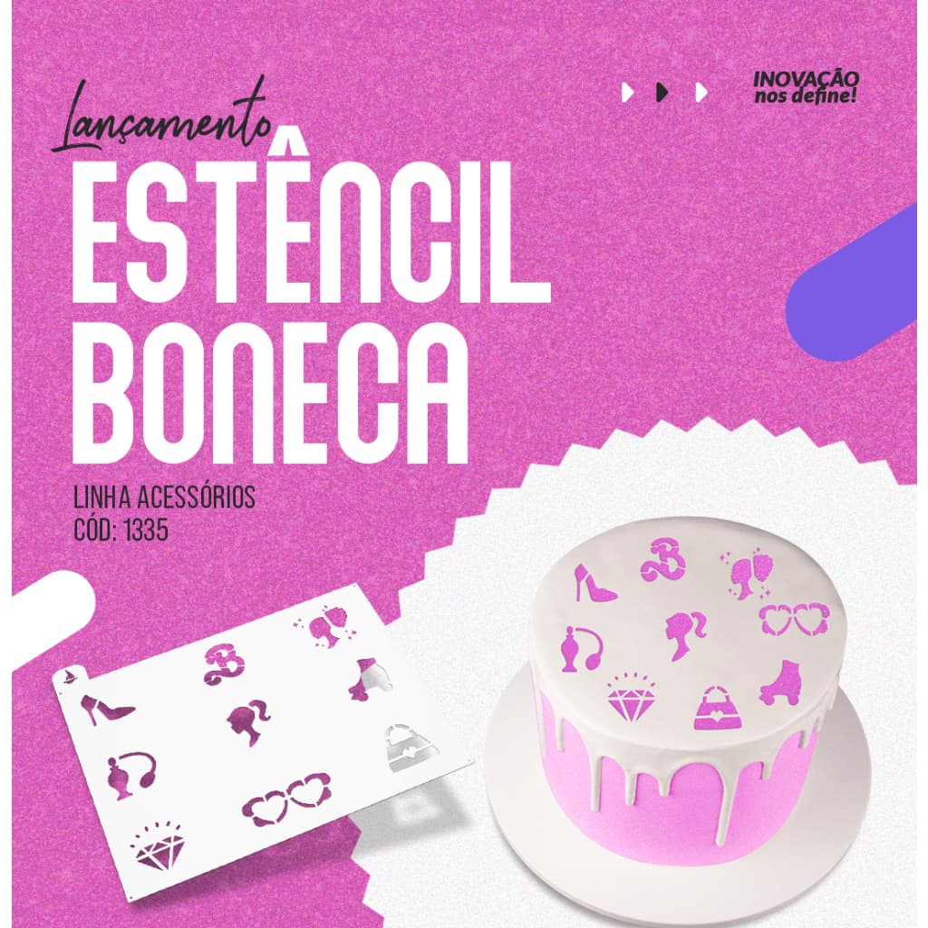 ESTÊNCIL BONECA PARA BOLO OU DOCES PORTO FORMAS COD 1335