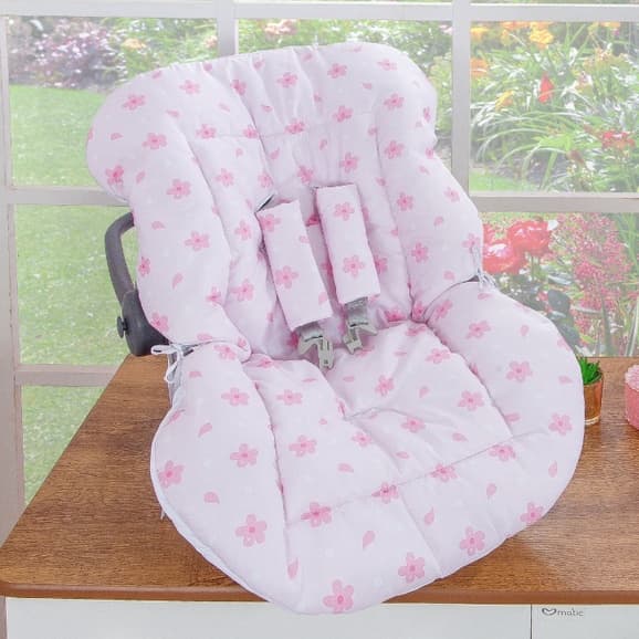 Capa Para Bebê Conforto Estampada Menina Universal Acolchoada Macia Algodão Protetor Lavável Enxoval Rosa Luxo Carro