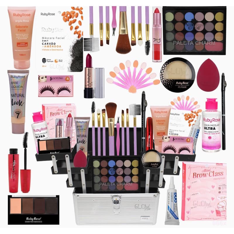 Kit de Maquiagem Essencial 5 itens Profissional gloss perfume