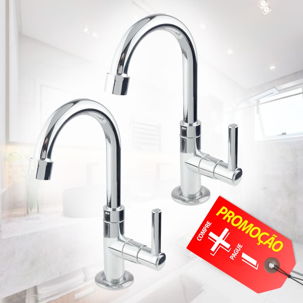 Kit 2 Torneiras Banheiro P/ Lavabo Torneira Banheiro 1198 abs Cód. 8818