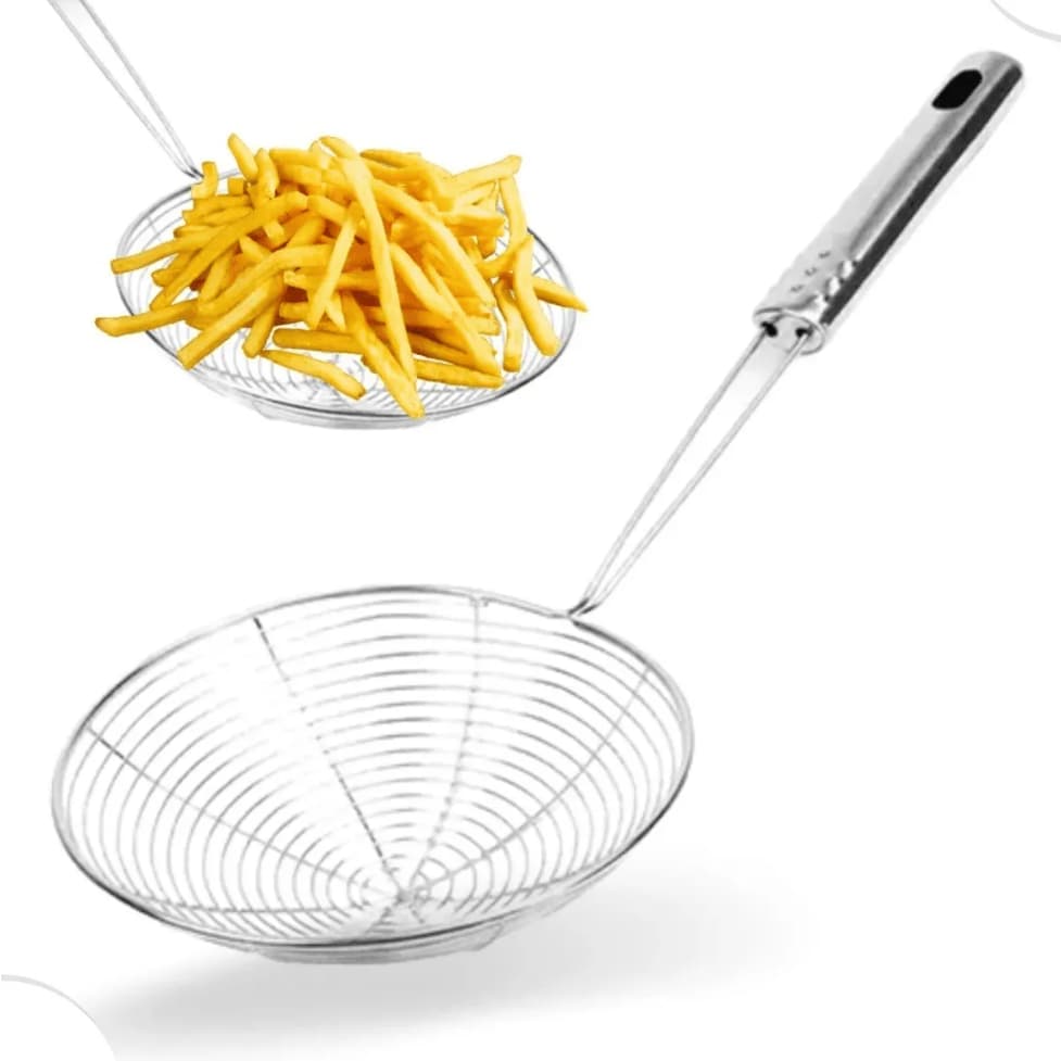 Escumadeira para Fritura em Inox – Batata, Pastel e Muito Mais