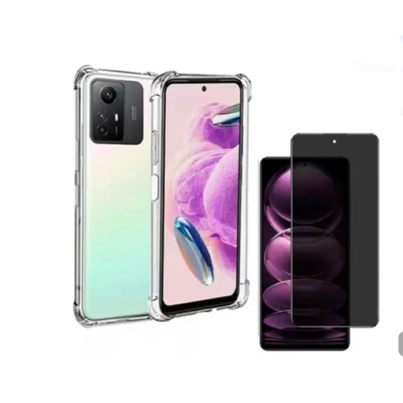 2x1X iaomi Redmi Note 12s - Película Ceramica Privacidade 3D + Capa Transparente Anti Impacto