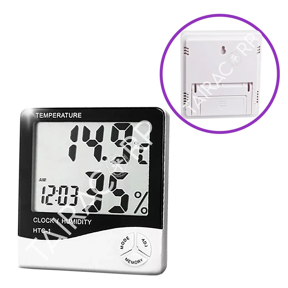 Termo Higrômetro Medidor Temperatura Umidade Relógio Digital