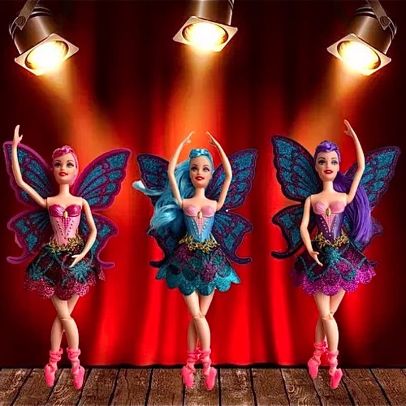 Boneca Fada Articulada Bailarina Com Pente Na Cartela