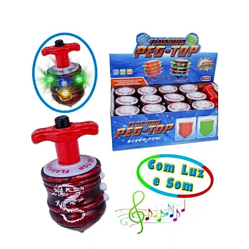 Pião Musical Luminoso Com Luz e Som Lançador Automatico