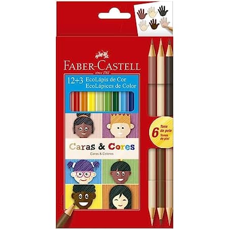 Lápis de Cor EcoLápis Caras e Cores 12 Cores+6 Tons de Pele