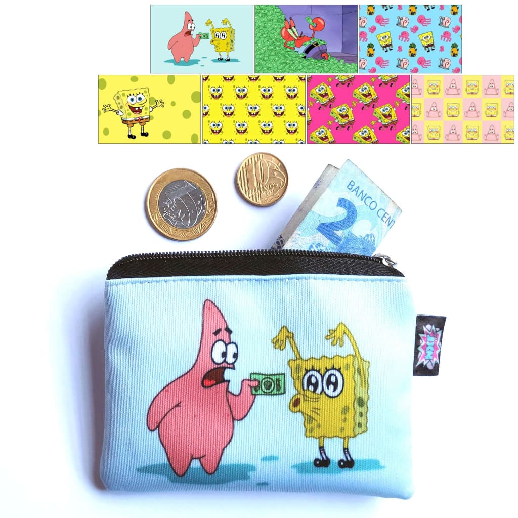 Porta Moedas / Batom / Fone / Cartão / Níquel / Bolsinha / Carteira / Mini Nécessaire Bob Esponja / Patrick / Desenho