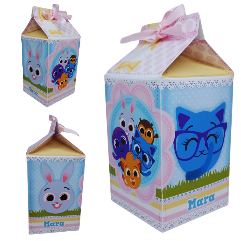 Caixa Milk Bolofofos - Personalizada com nome e idade + Fita Cetim