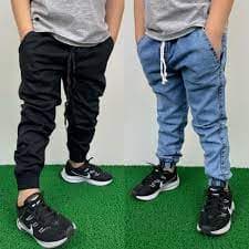 Kit 2 Calças Jogger Bebê Infantil Juvenil - Calça jeans apertada da moda 2 ao 16