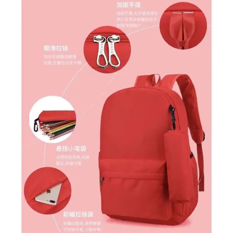 Mochila Unissex Com Estojo Versão Coreana Grande Capacidade Para Alunos Universitario