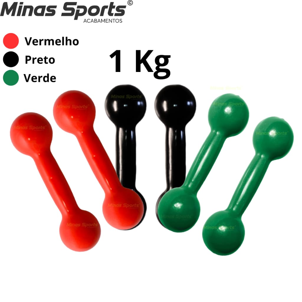 Par Halter 1 Kg Emborrachado Treino C/2 Un / Peso Musculação Treino Peso Academia