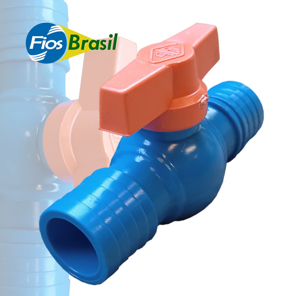 2Un - Registro esfera 1" União dentada - para Sistemas de irrigação, PP c/ NF-e
