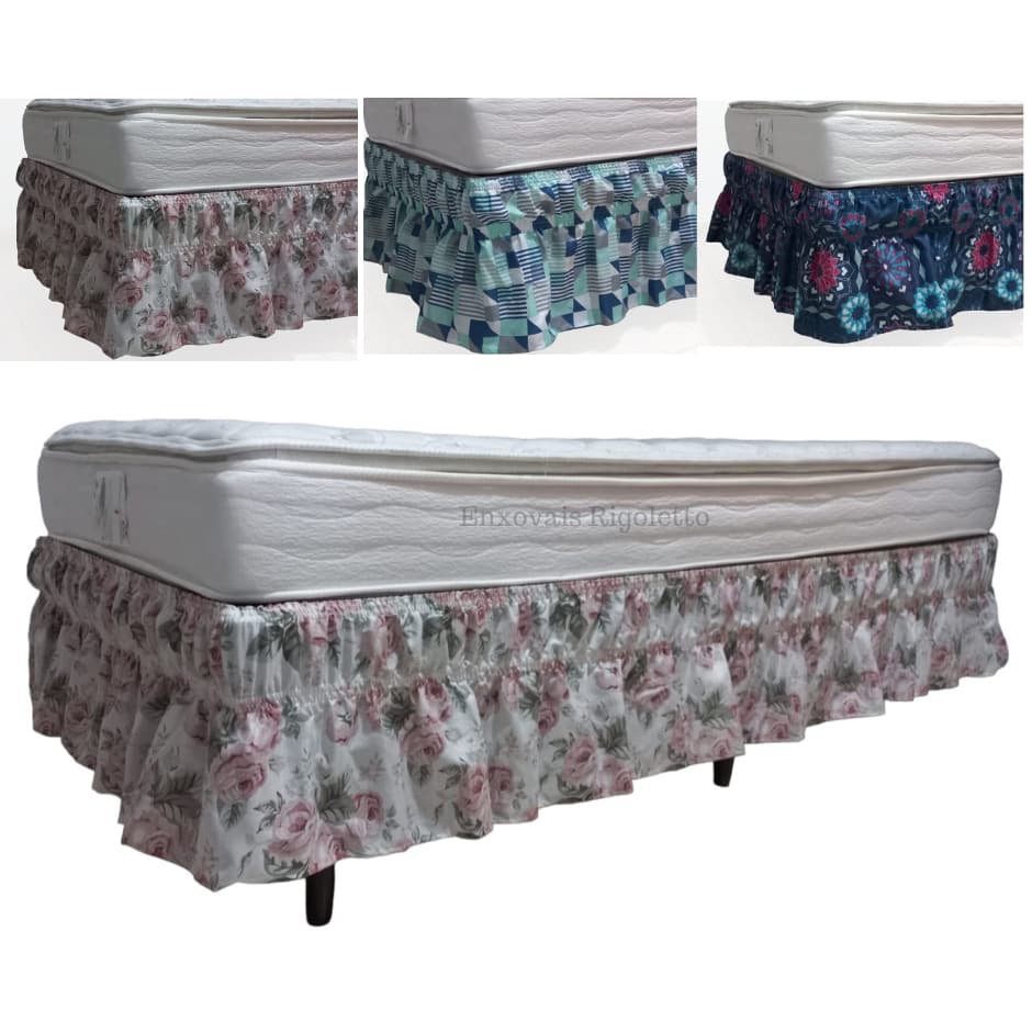 Saia para Cama Box Estampada 2 elásticos - SERVE  CASAL / QUEEN / KING