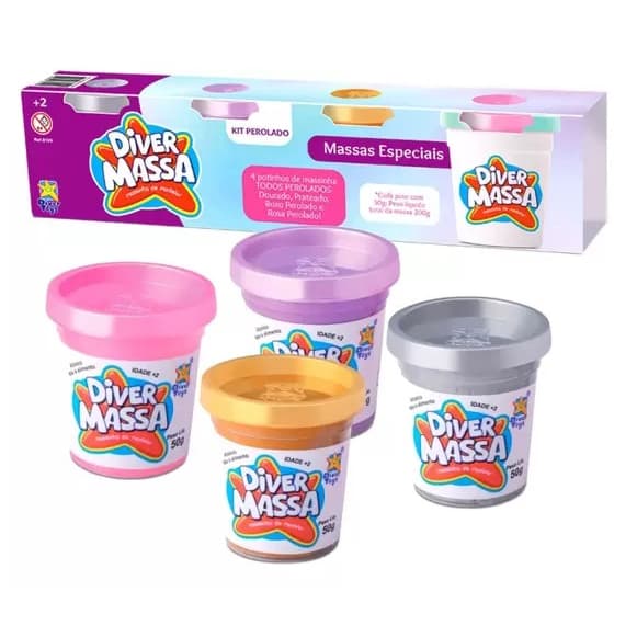 Kit 4 Potes De Massinha Massa De Modelar Perolado