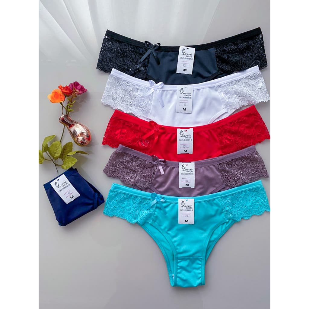 Kit 5 Calcinhas Tanga com Renda Calcinhas Tangão Feminina Conforto Calcinha