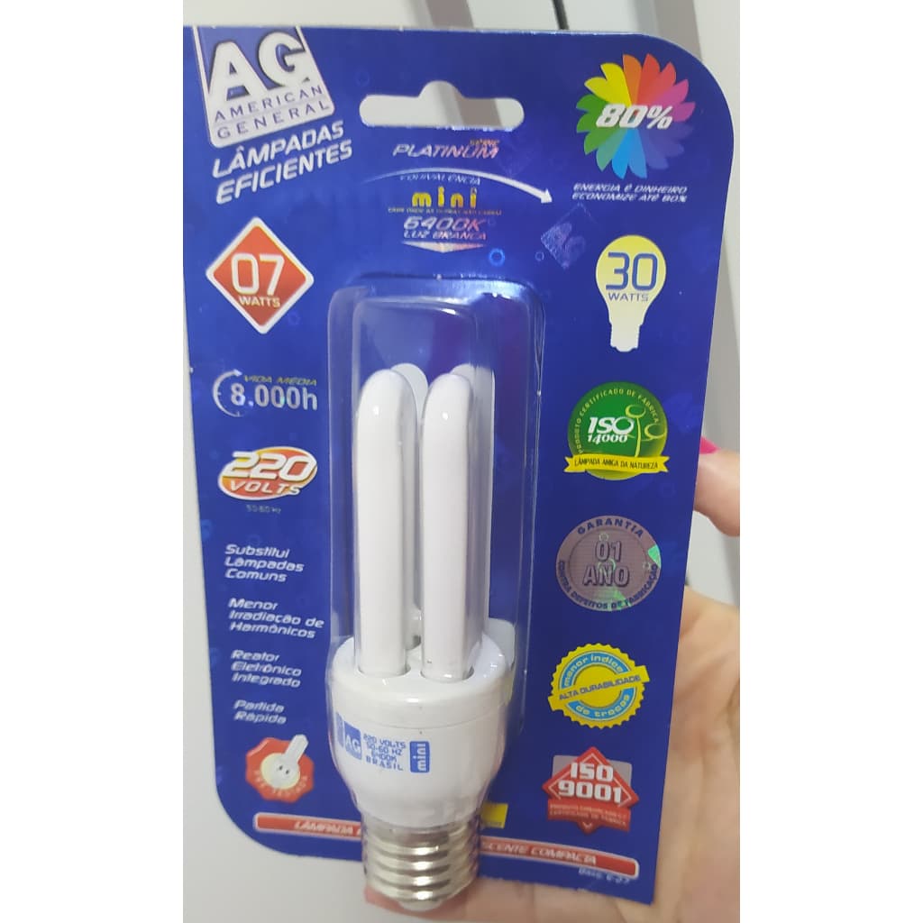 Kit 12 Lâmpadas Eletrônica Fluorescente Mini 2U Ag 7w 220v