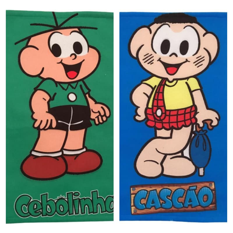 Kit Com 2 Toalhas de Banho Praia Piscina Personagens Cebolinha e Cascão!