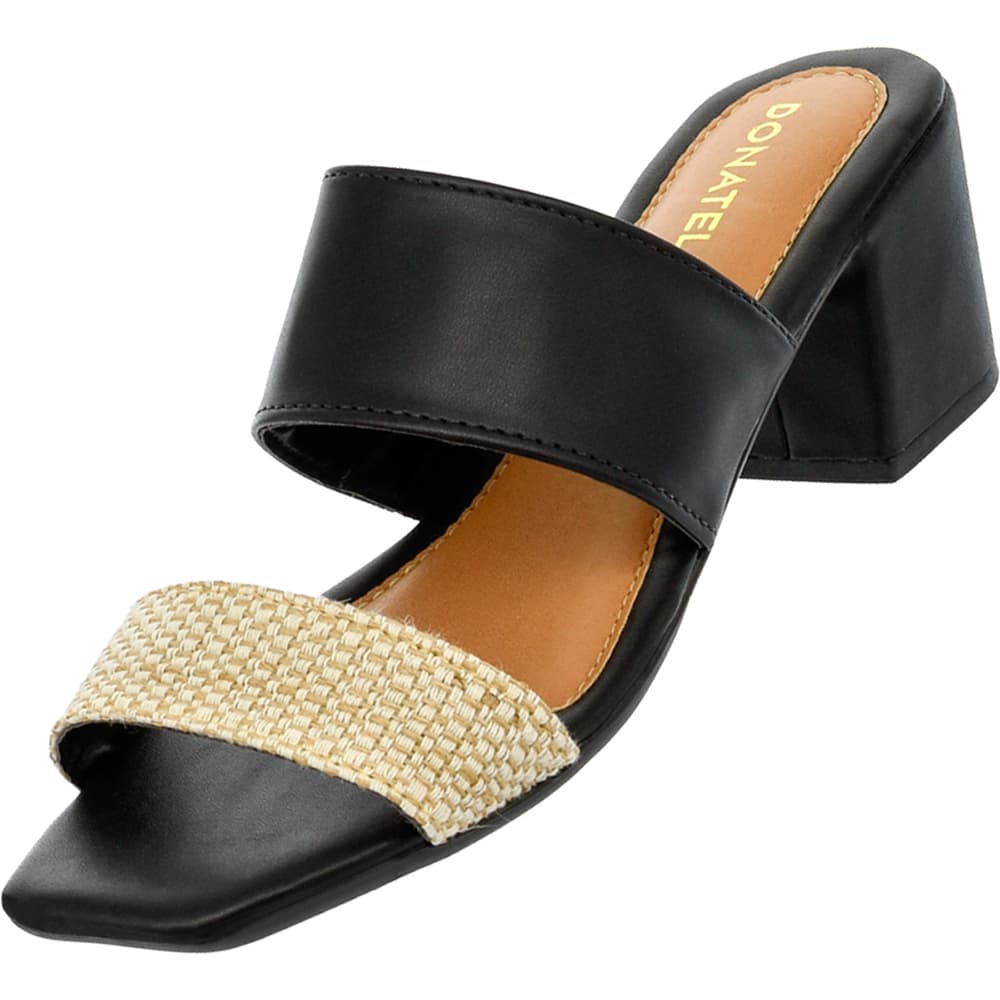 Tamanco Feminino Bico Quadrado Juta Confort Novo Salto Bloco Alto Grosso Mulher Adulto Social Casual Elastico Palmilha