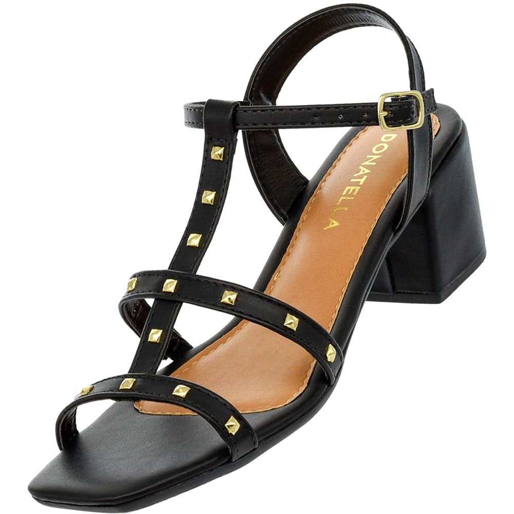 Sandália de Salto Feminino Bloco Grosso Spike Anabela Tamanco Adulto Novo Mulher Tira Gladiadora Fivela Ajustavel