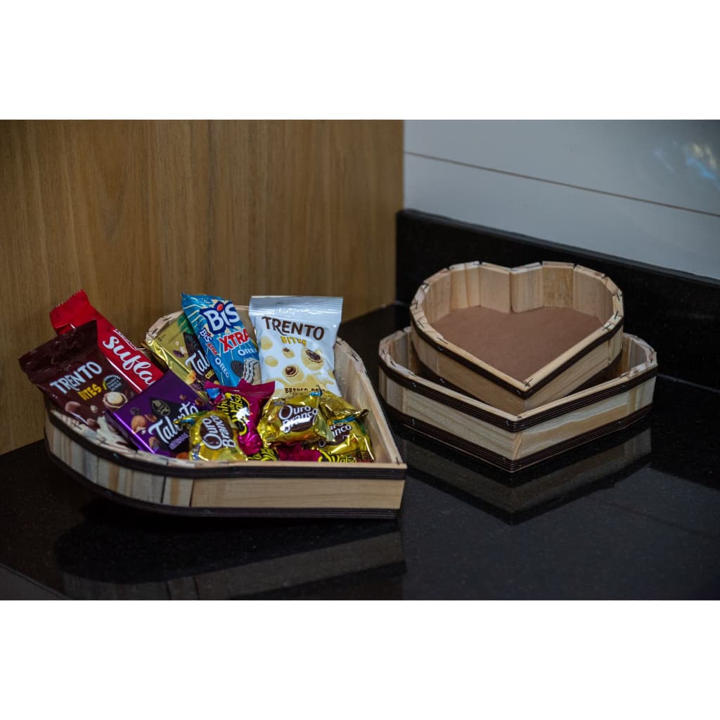 Kit Corações de Madeira para Chocolate Cesta de chocolate Presente
