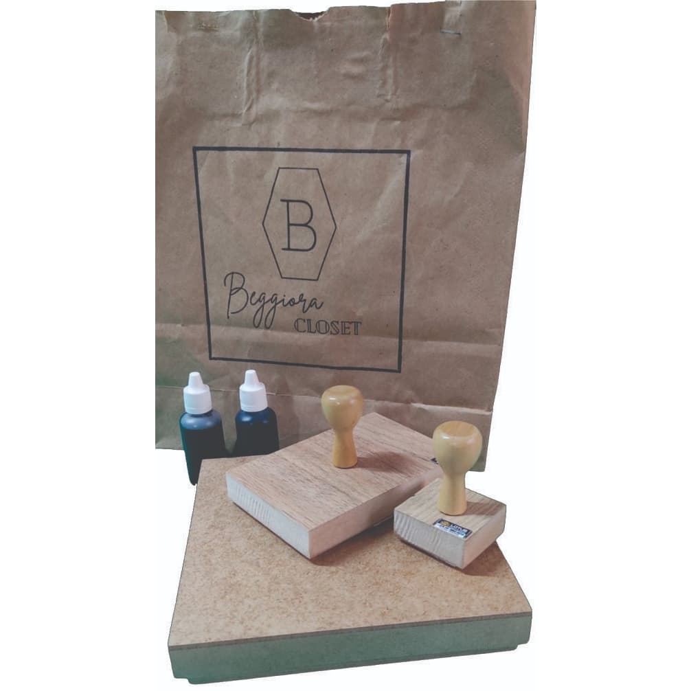 Kit Carimbo Personalizado 1 carimbo 15x15 + 4 carimbo 5X5 + almofada +  tinta