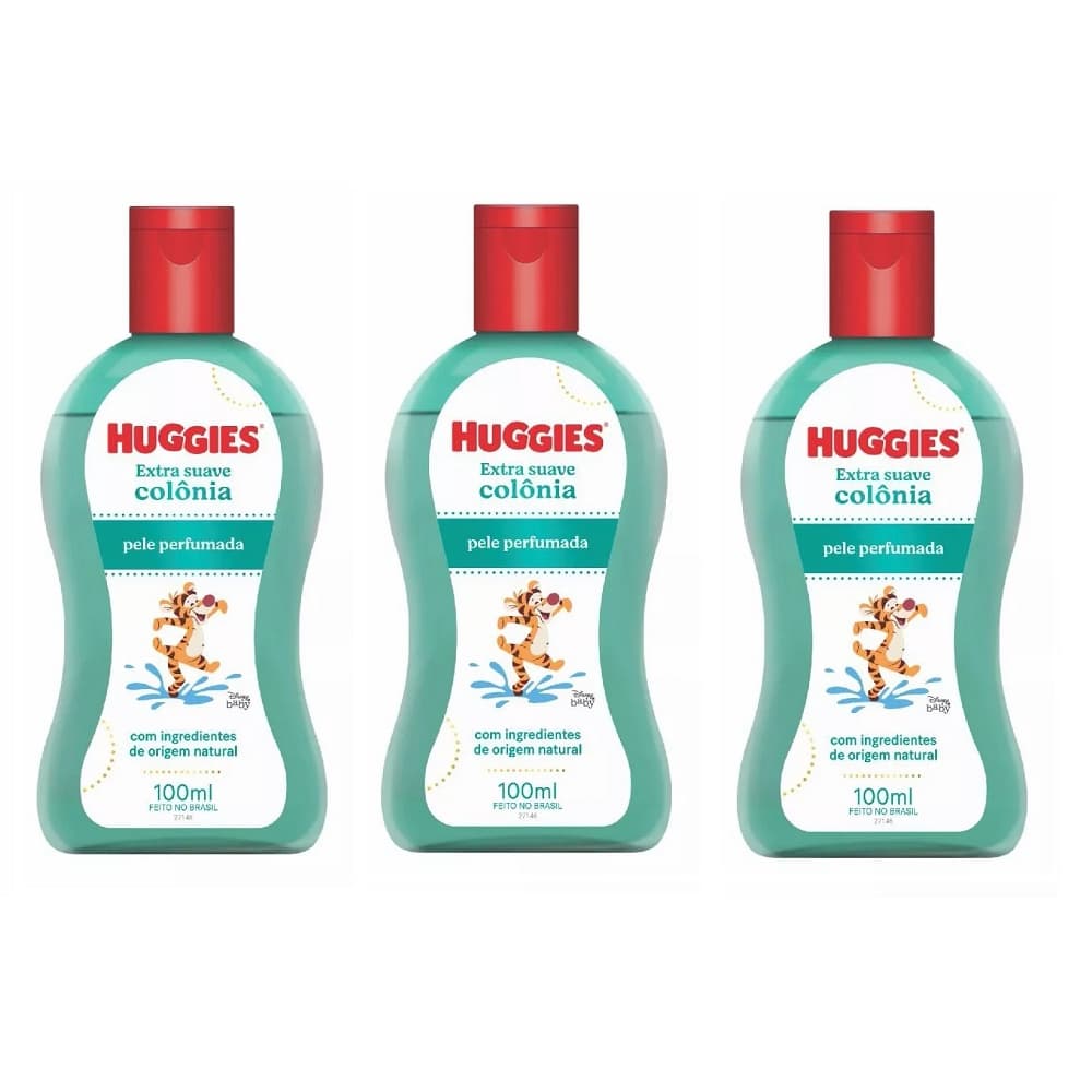 Kit 03 Un - Colônia Perfume De Bebê Infantil Huggies Extra Suave 100ml