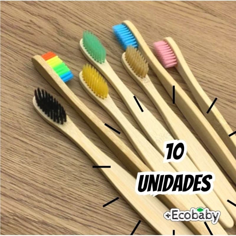 Escova de dente de bambu ecológica kit com 10 unidades