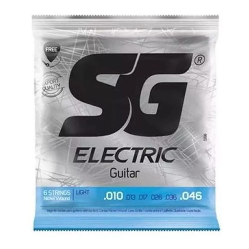 Encordoamento Para Guitarra Completo 010 SG Mi e Palheta Extra