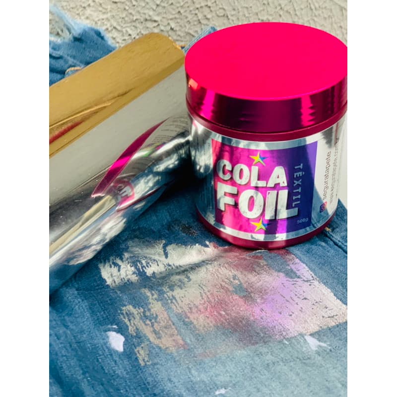 Cola Foil Kit Completo pote 500 gramas , Foil Ouro e Foil Prata