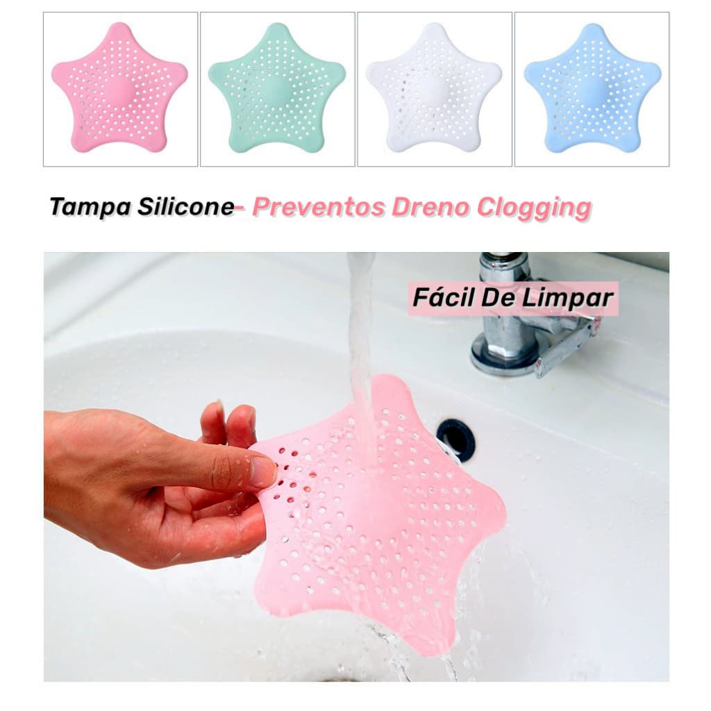 Tampa De Silicone Ralo Pia Tampa Estrela Cozinha Banheiro Universal Filtro