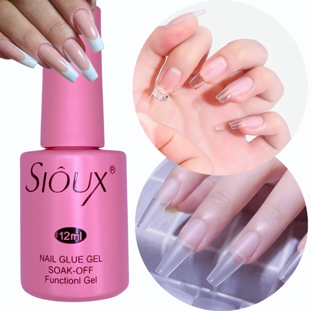 Cola De Unha Postiça Em Gel Liquida UV/LED Sioux Gel Base Cola Softgel e Unha Postiça Cola Sioux 12ml