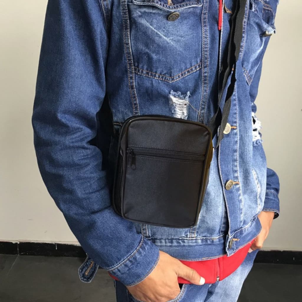 Bolsa Shoulder Bag Tranversal Pochete de Lado Bolsinha de Ombro Masculino e Feminino Unissex Com Bolso
