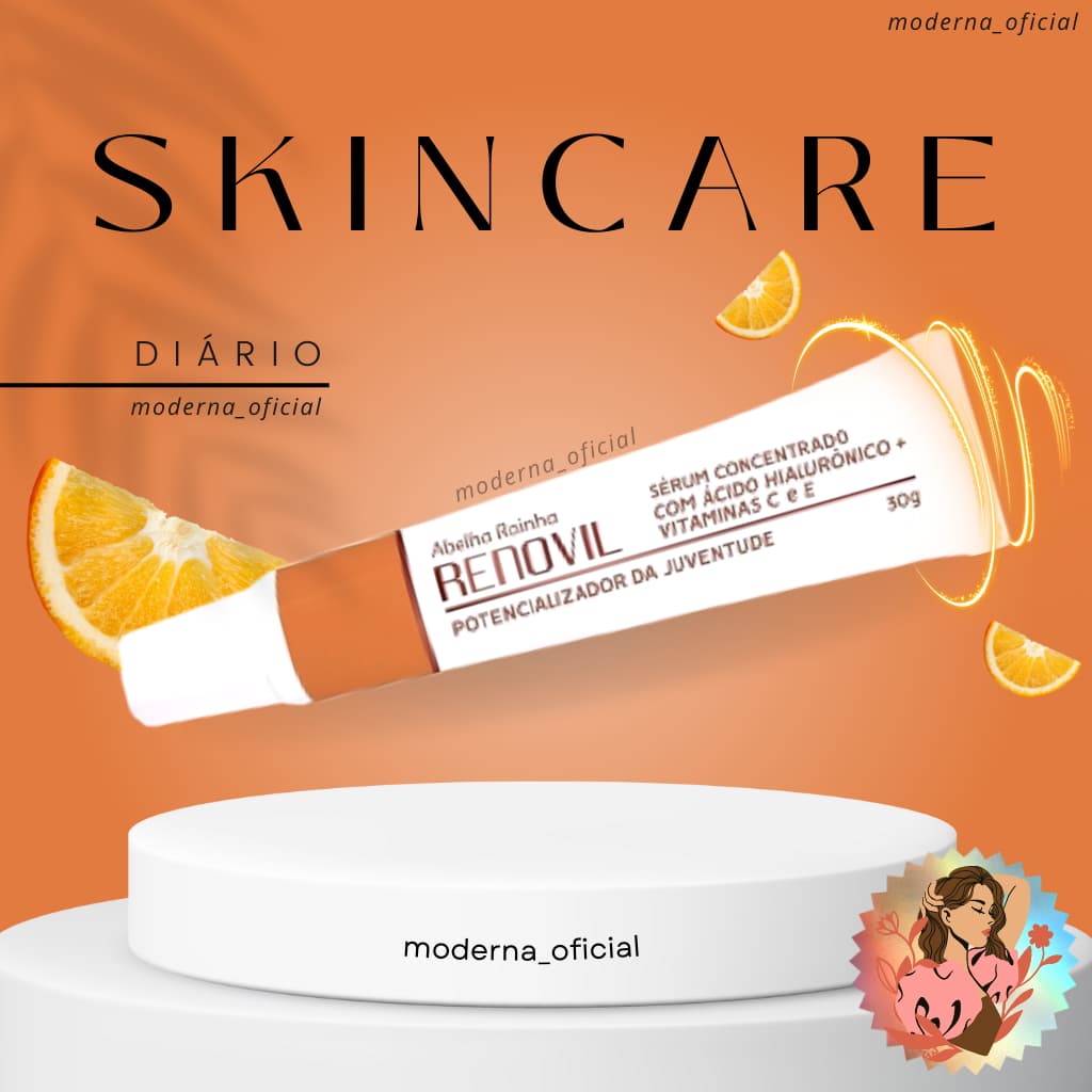 Sérum Concentrado Com Ácido Hialurônico e Vitamina C e E 30g Abelha Rainha Renovil C