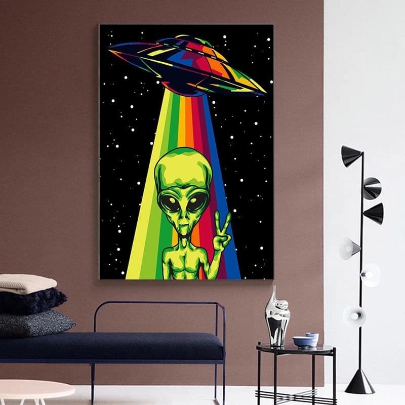 Quadro Decorativo Moderno Elegante ET da paz OVNI Quadros Etzinho chapado Decoração De Parede Quarto