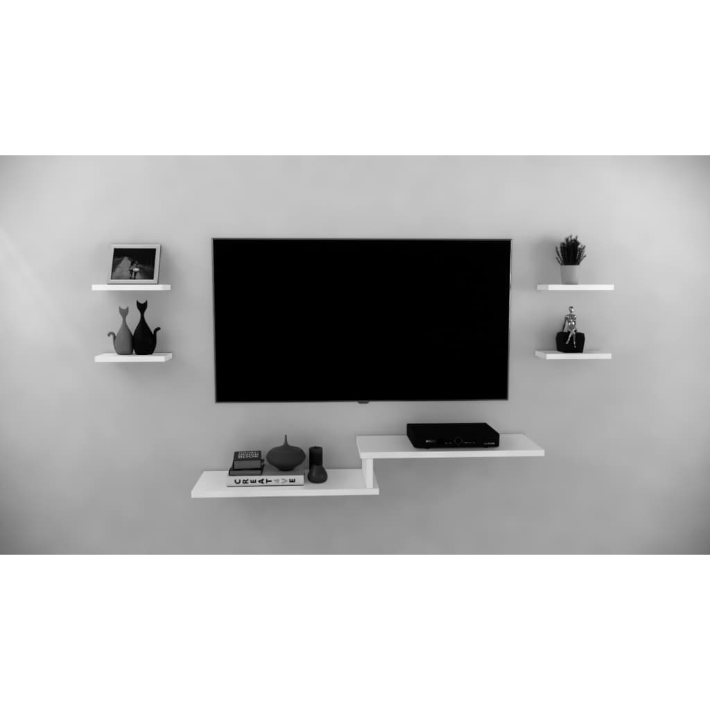 RACK SUSPENSO BRANCO COM KIT 4 PRATELEIRAS  PARA SALA/ QUARTO/ SALA DE ESTAR/ RECEPÇÃO