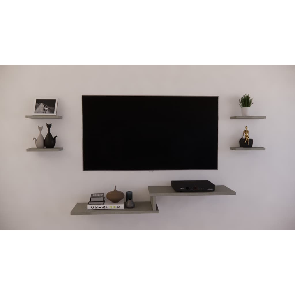 RACK SUSPENSO COM KIT 4 PRATELEIRAS DECORATIVAS GIANDUIA (SALA/DORMITORIOS/AMBIENTES)