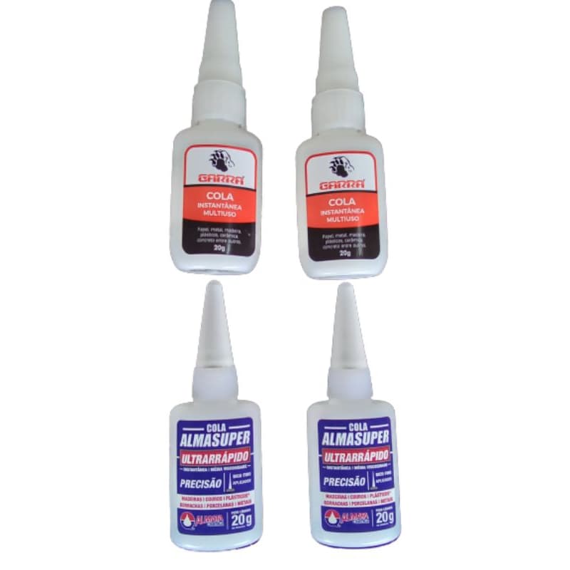 Kit 4 Colas Instantâneas 20g – 2 Almasuper + 2 Garra 793 | Ultrarrápida Multiuso