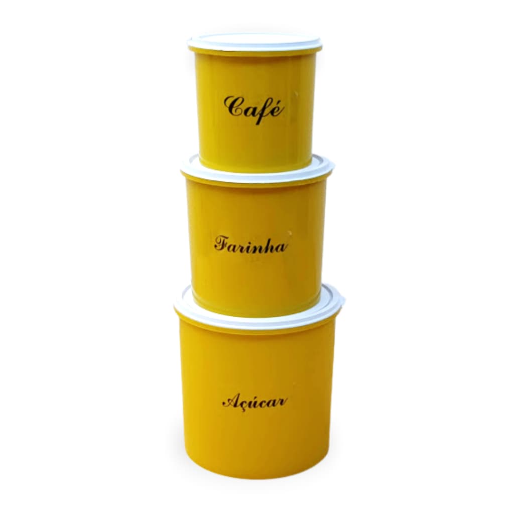 1 CONJUNTO 3 POTES MANTIMENTOS FARINHA AÇUCAR CAFE