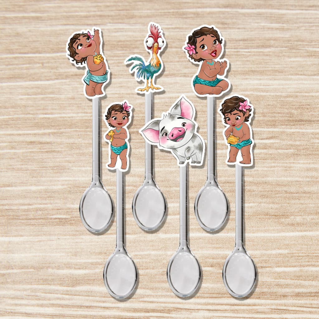 25 , 50 OU 100 MINI COLHERZINHA FESTA MOANA BABY